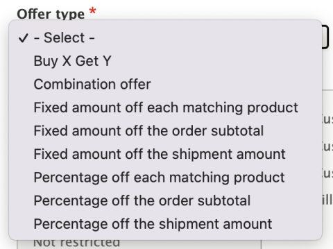 Commerce Core offer types