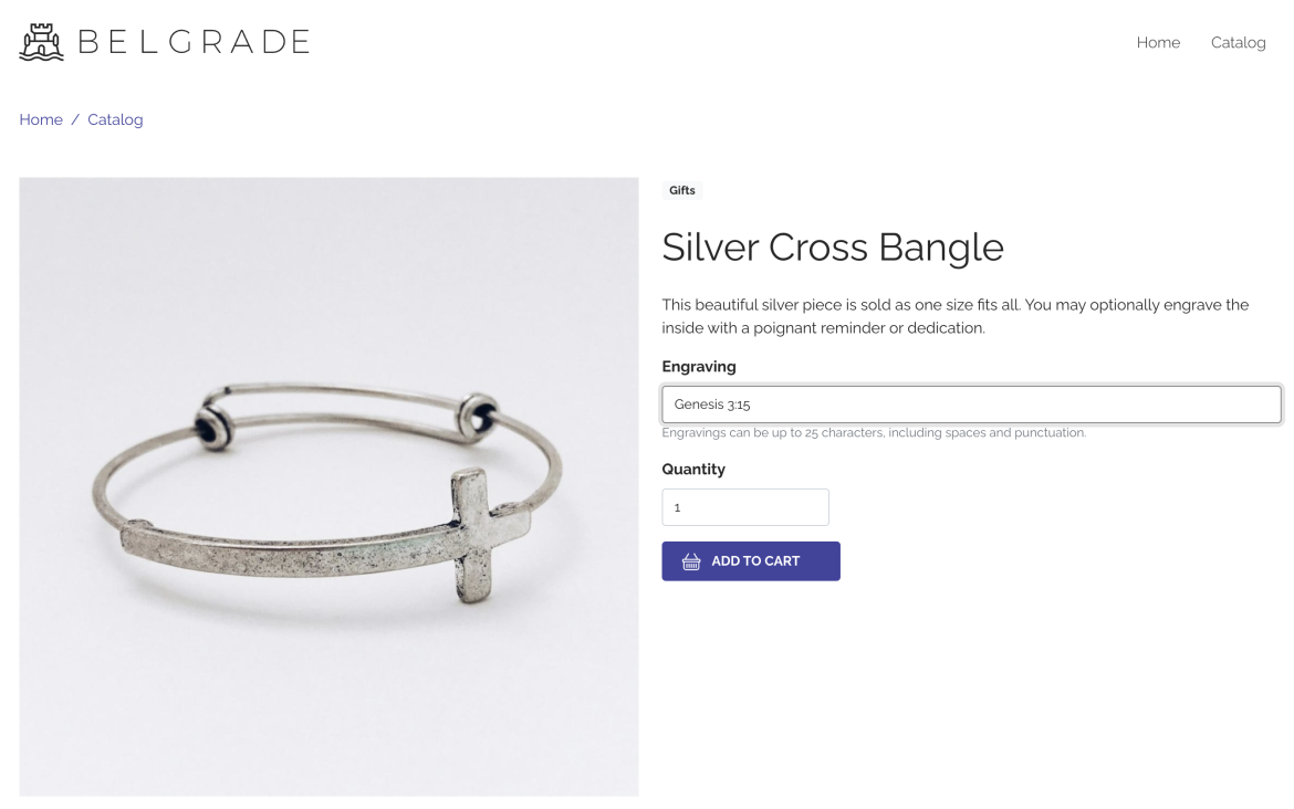 Cross bangle with a custom engraving.